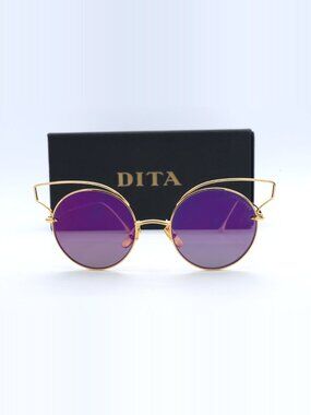 Dita BELIEVER 23008 Cat Eye Gold Sunglasses Purple Mirrored Lenses NEW!